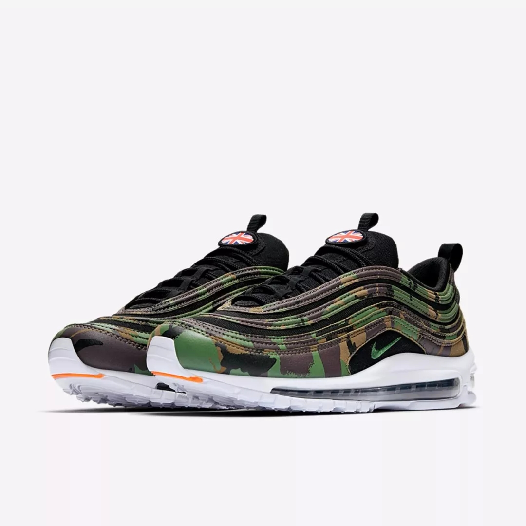 2018 Nike Air Max 97 Country Camo International Air UK Army Green Black Orange